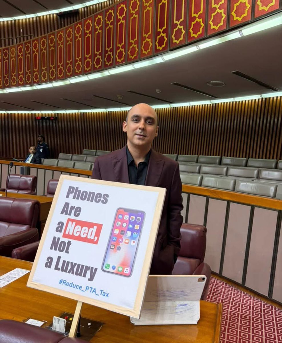 Seyabkhandir's tweet photo. “PHONES ARE A NEED, NOT A LUXURY.” - MNA @KasimGillani 
#Reduce_PTA_Tax https://t.co/HDvg4WSBrY