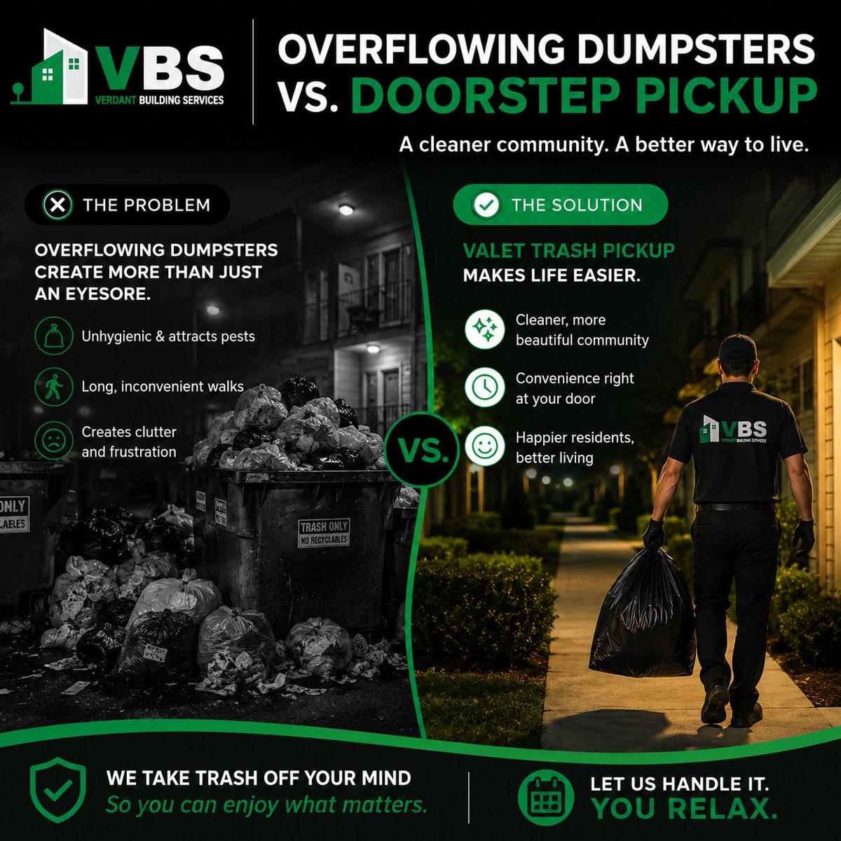 VerdantService's tweet photo. With Verdant's Valet Trash Service, residents simply place their bag outside their door, and our team handles the rest.
https://t.co/KE8yOWjDok

#ValetTrash #PropertyManagement #MultifamilyHousing #ApartmentLiving https://t.co/eExAhmnJT1