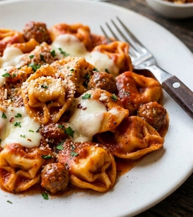 queenspasta's tweet photo. 🍝🧀 Mixed Cheese &amp; Meat Tortellini in rich tomato sauce with mini meatballs, topped with mozzarella &amp; Parmesan.

Take some home! Available in our retail store for just $25 per 2.5 kg.

⚠️ While quantities last.

The Pastabilities are endless!™

#queenspasta #madeinontario https://t.co/yuFuaTMUVA