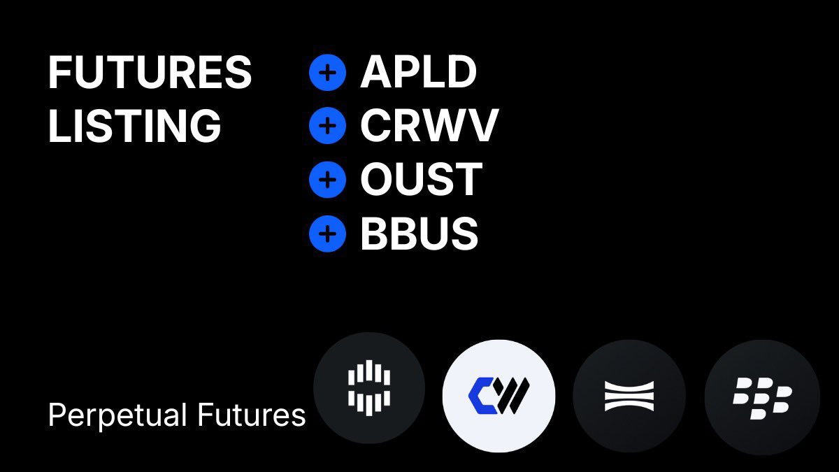 don_Tescom's tweet photo. Market conditions change fast, and new futures listings can add another layer of excitement.

Keep an eye on $APLD, $CRWV, $OUST, and $BBUS as they begin trading on BingX Perpetual Futures.

#BingX https://t.co/dJ7vvRr2eR