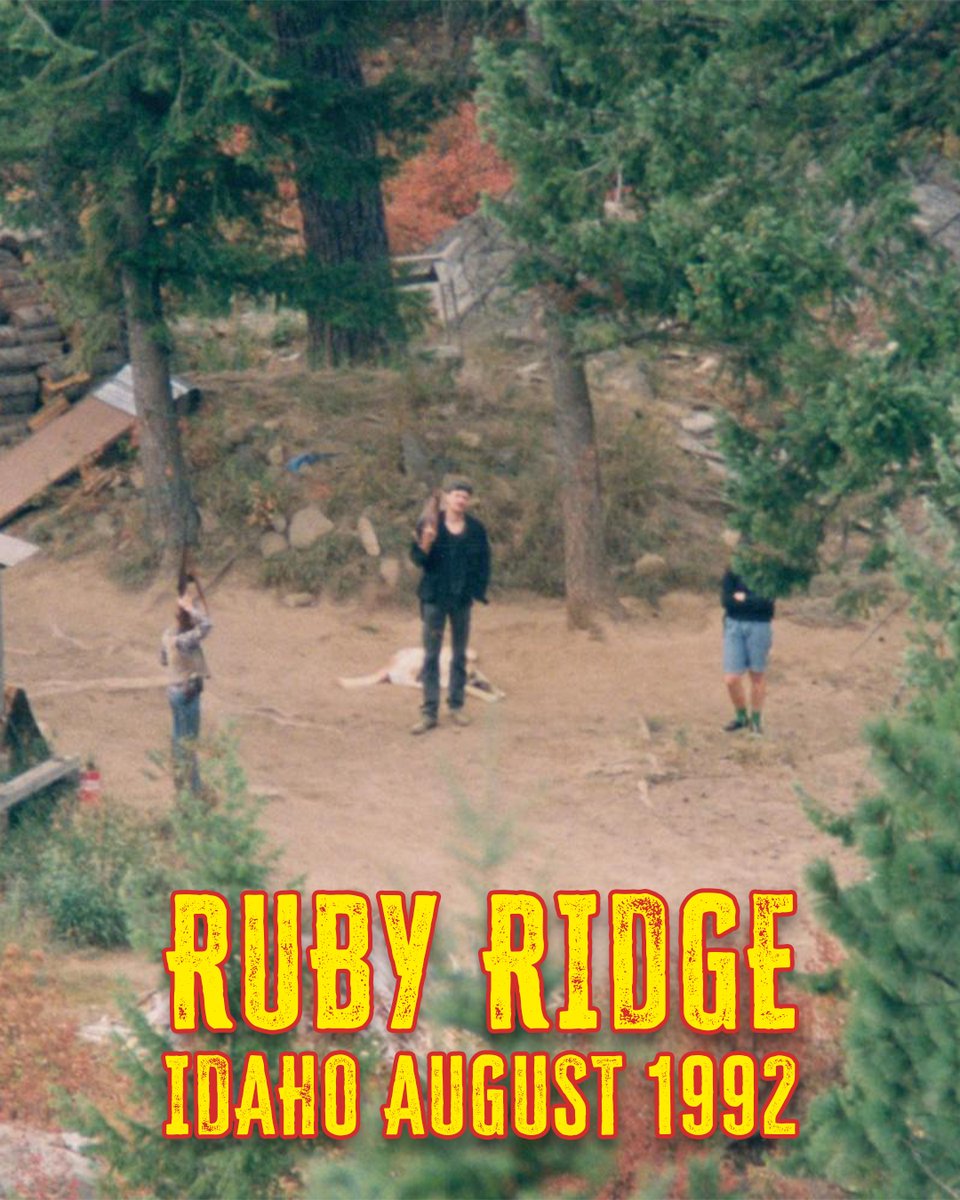 StayZeroPodcast's tweet photo. Ruby Ridge Standoff
August 1992, Boundary County Idaho

It started with a shotgun. Not a bombing or hostage crisis. Two illegally modified shotguns sold to an ATF informant. 
Former Green Beret Randy Weaver lived with his family in a remote cabin on Ruby Ridge, Idaho. Federal authorities had approached him through an informant to recruit him to provide information on extremist groups. Weaver never became an informant, so the firearms case moved forward instead.
Confusion surrounding the appearance date led Weaver to miss court. A bench warrant was issued. What could have remained a relatively routine federal firearms case shifted into something sinister. U.S. Marshals started surveillance operations around the property shortly after.
On August 21, 1992, that tension exploded in the woods below the cabin. A reconnaissance team of U.S. Marshals encountered Randy Weaver's son Sammy, family friend Kevin Harris, and the family's dog. Exactly who fired first remains disputed. What is not disputed is the dog, Deputy U.S. Marshal William Degan, and 14 yr old Sammy Weaver were dead. 
The FBI Hostage Rescue Team arrived the following day. Special rules of engagement were approved that went far beyond normal deadly force standards. FBI sniper Lon Horiuchi fired at Randy Weaver, wounding him. A second shot struck Kevin Harris and then killed Vicki Weaver as she stood in the cabin doorway holding her infant baby. Vicki Weaver was unarmed. 
The standoff continued for days before negotiators finally convinced the survivors to surrender. When the smoke cleared, investigators began asking questions about the FBI's rules of engagement. Federal investigations identified serious failures in planning, leadership, and judgment. In 1995, the Weaver family received a $3.1 million settlement from the federal government.
The original crime involved two illegally modified shotguns (requested for by the ATF). The final tally was a dead federal marshal, a dead fourteen-year-old boy, a dead mother holding her infant daughter, years of investigations, millions in settlements, and another fracture in the public's trust. Sometimes "The Land of the free", teeters between slogan and reality.