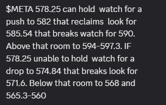 RapidTrading's tweet photo. $META 578.25 our crucial area held per #premarket game plan 

$META Jun10th 595c 60% 

https://t.co/oMl5G7DYNH https://t.co/fPhEILOmKL