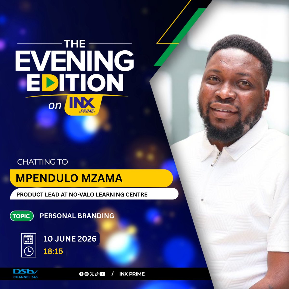 InxPrime's tweet photo. Coming up tonight on The Evening Edition on INX

Emma Ansah, journalist and founder of Truth & Black Excellence, joins us to discuss journalism and the African diaspora, exploring the power of storytelling and representation. We’re also joined by Mpendulo Mzama, Product Lead at No-Valo Learning Centre, who unpacks the importance of personal branding and how to build a strong professional identity.

Don't miss The Evening Edition every weekday from 5:30 - 7:30pm only on INX Prime DSTV Channel 345.

#TheEveningEdition #INXPrime #Journalism #AfricanDiaspora #TruthAndBlackExcellence #PersonalBranding #ProfessionalDevelopment #Storytelling #CareerGrowth