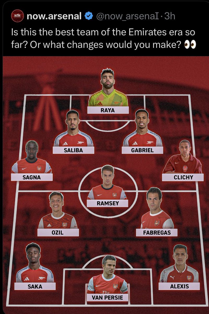 AFCdyl's tweet photo. @Someguy50524702 @now_arsenaI @simiafc The original post 👇

If you want to correct me and tell me when United’s home ground was the Emirates then im all ears

Otherwise we might as well just throw Ronaldo and Salah at in this team whilst we’re at it https://t.co/TgGaPICUbr