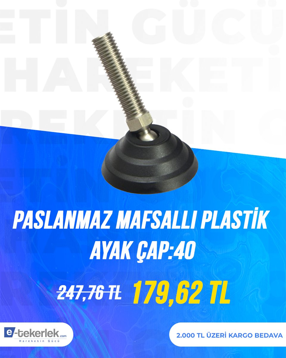 e_tekerlek's tweet photo. Düz olmayan zeminlerde güvenilir denge!

Paslanmaz mafsallı yapısı sayesinde farklı zemin seviyelerine kolayca uyum sağlar, ekipmanların daha stabil çalışmasına yardımcı olur.

Detaylı bilgi; https://t.co/pTWkP5XR1g...

#plastikayak #mafsallıayak #endüstriyelçözümler https://t.co/fNYDMpAch2