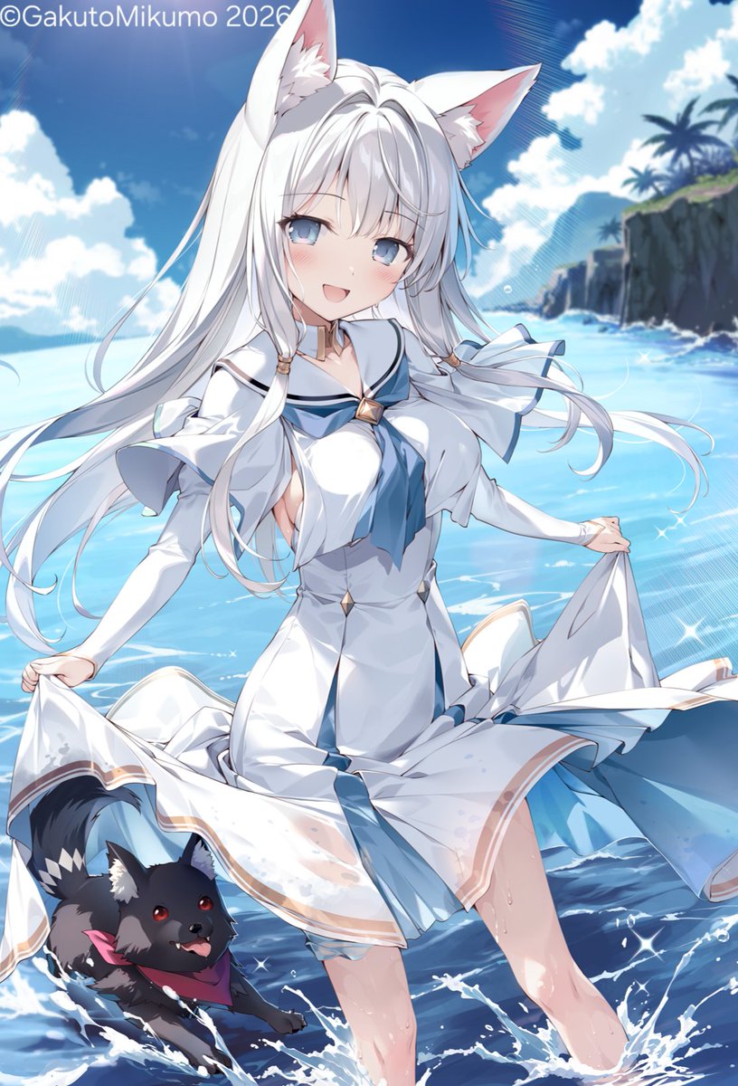 karory's tweet photo. 波の音と、彼女の笑顔がある場所✨️🐾 https://t.co/kFNcbMArFS