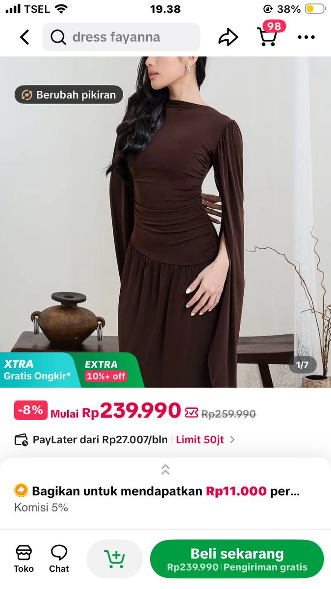 143asmr's tweet photo. wts dres fayanna new 220k uk s warna coklat bisa nego tipis ambil di sembaw https://t.co/3qnxp67jZ8