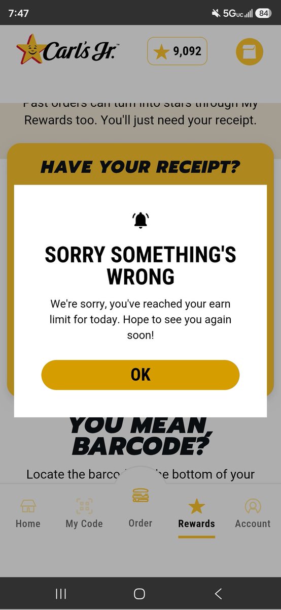 SD_Bossman's tweet photo. @CarlsJr  #brokenapp tired of your app doing this https://t.co/tWU0YLTqHZ