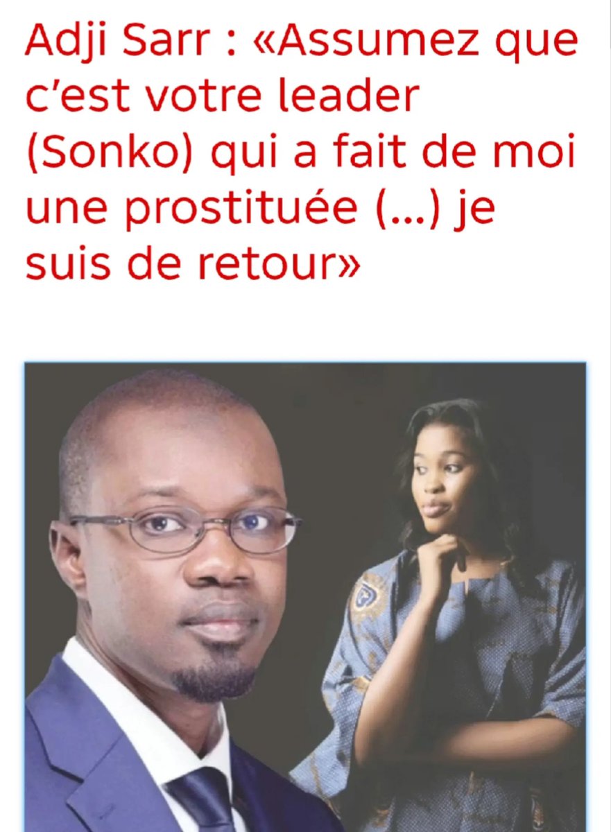 layebin's tweet photo. Adji Sarr dans un live tiktok: «Assumez que c’est votre leader qui a fait de moi une prostituée.Dans pas longtemps, vous allez encore plus me détester. Si  c’est ma liberté qui vous dérange, prenez votre mal en patience, car je suis de retour»
 #viol #OusmaneSonko #justiceforAdji https://t.co/4bBBGtESOC