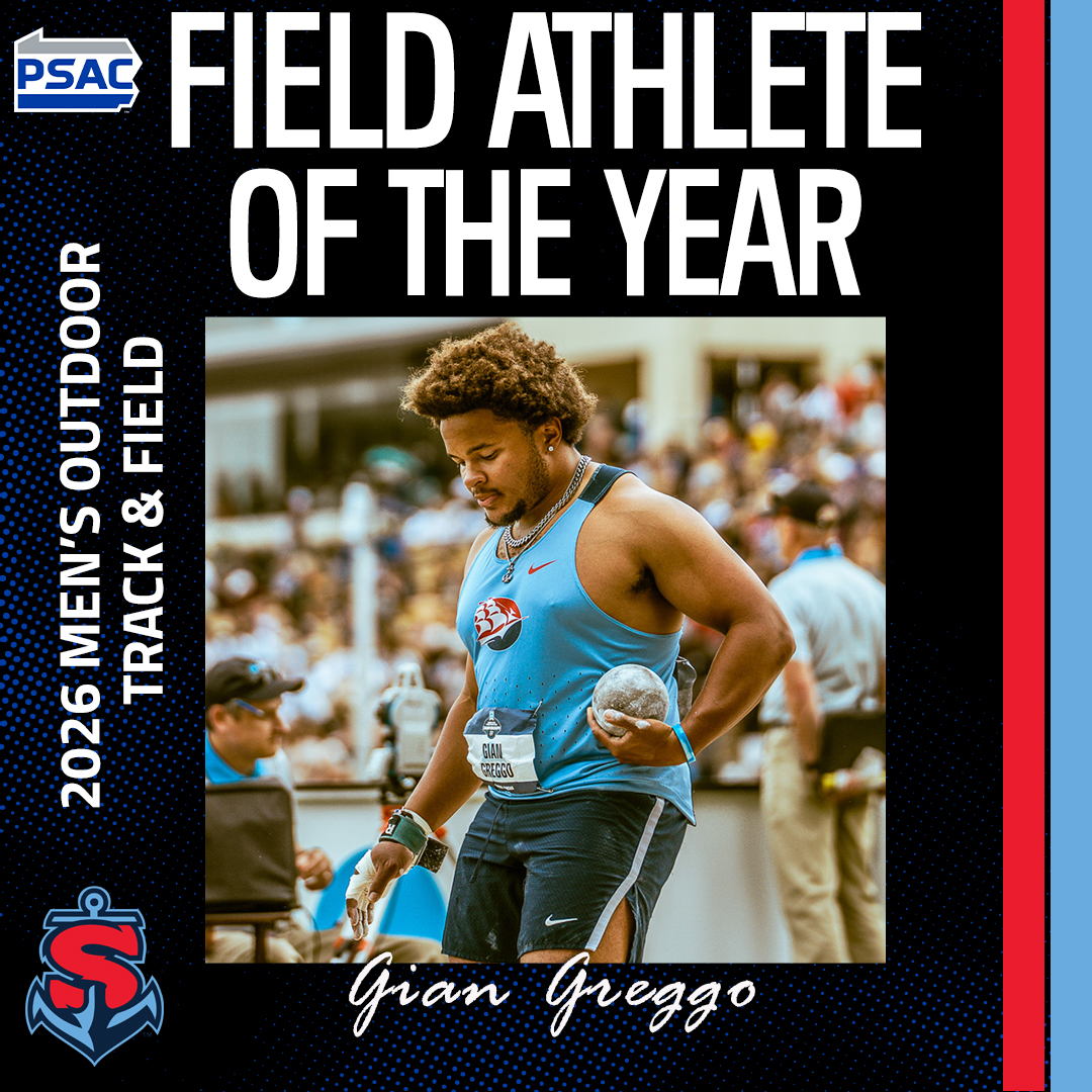PSACsports's tweet photo. MEN'S OUTDOOR TRACK &amp; FIELD: Your 2026 #PSACMOTF Major Award winners!

Track: Gabriel Lewis, @ShipURaiders 
Field: Gian Greggo, @ShipURaiders 
Freshman: Ke'Aune Green, @ShipURaiders 
Coach: @ShipURaiders 

Full story and All-Conference 🔗 https://t.co/q4eFkFpCEy

#PSACProud https://t.co/2XMnpFvhU5