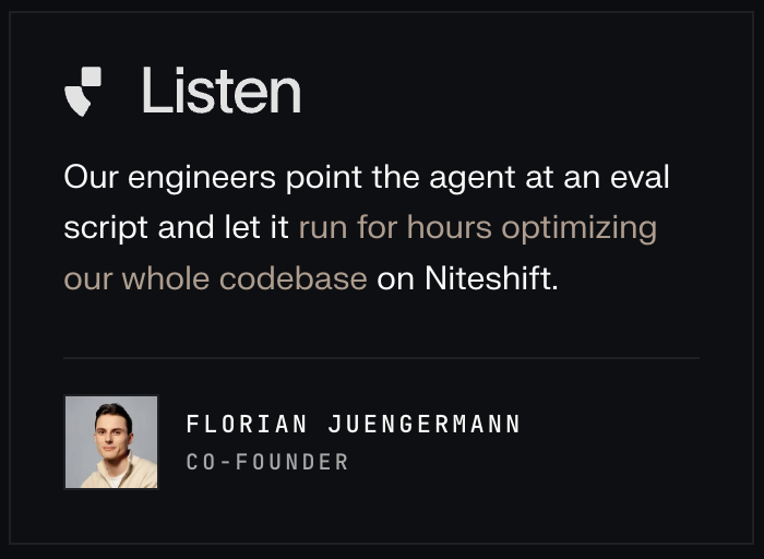 smehmood's tweet photo. Top teams like @standardbots, @ListenLabs, @elicitorg, and @AmbrookAg run Niteshift against the hardest stacks in software: robot simulators, data-heavy agents, and hours-long eval loops

And since it runs in the cloud, anyone – engineers, PMs, and designers – can work in code https://t.co/129Pbmxc9H