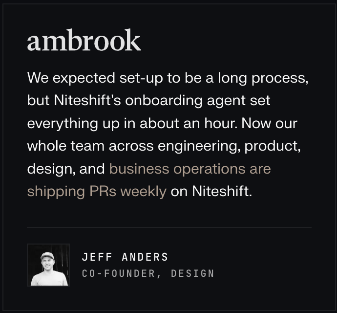 smehmood's tweet photo. Top teams like @standardbots, @ListenLabs, @elicitorg, and @AmbrookAg run Niteshift against the hardest stacks in software: robot simulators, data-heavy agents, and hours-long eval loops

And since it runs in the cloud, anyone – engineers, PMs, and designers – can work in code https://t.co/129Pbmxc9H