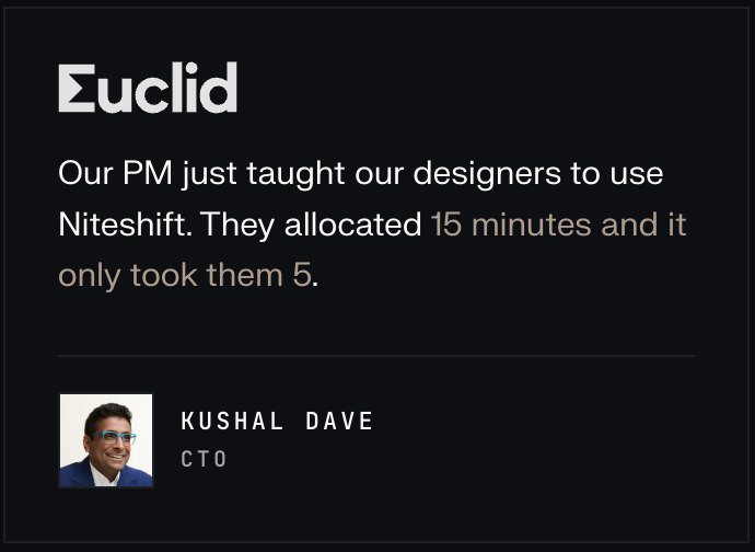 smehmood's tweet photo. Top teams like @standardbots, @ListenLabs, @elicitorg, and @AmbrookAg run Niteshift against the hardest stacks in software: robot simulators, data-heavy agents, and hours-long eval loops

And since it runs in the cloud, anyone – engineers, PMs, and designers – can work in code https://t.co/129Pbmxc9H