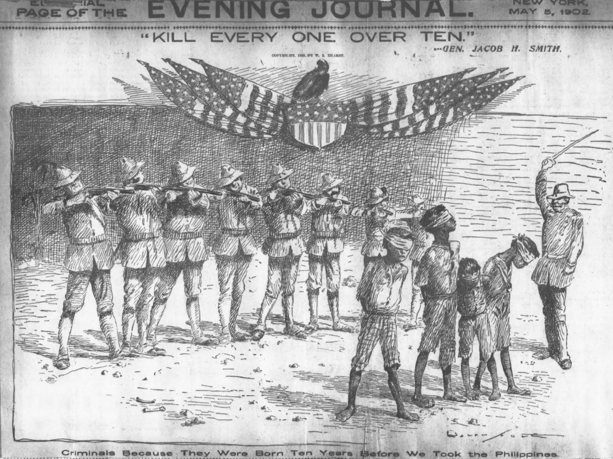LeeCamp's tweet photo. 🚨 The First US War Overseas Was A Genocide—It Was Erased From History 🚨

During the Spanish-American War, which was largely created by US propaganda, the US went after Spanish colonial territories — one of those being the Philippines. In the Battle of Manila Bay in 1898, the US won a decisive victory, destroying the Spanish Pacific fleet. Afterward, one might think the Americans would turn around and sail home, singing sea shanties with grog in hand. …But no.

President McKinley decided it made more sense to try to take over the entire Philippines even though few Americans knew what it was or where it was. About this decision, McKinley stated:

    “One night late, it came to me this way. There was nothing left for us to do but to take them all, and to educate the Filipinos and uplift them and Christianize them, and by God’s grace do the very best we could for them, as our fellow men for who Christ also died.” (Quotes are from the book "Overthrow".) 

It’s unclear if the hundreds of thousands of Filipinos who would die in McKinley’s pursuit felt uplifted by the experience. Also interesting is the fact that McKinley believed there was “nothing” else he could do but subjugate, oppress, convert, and control the Filipino people. Apparently no one made him aware of the idea of leaving them alone. (I bet when he heard about that years later, it was a real head-smack moment.)

Prior to the arrival of the Americans, there were already Filipino guerrilla forces fighting against the Spanish colonizers. After the Battle of Manila Bay, the head of those forces, Emilio Aguinaldo, met with Commodore George Dewey, the head of the US naval force. The two of them differed on what happened at that meeting. Aguinaldo believed they had agreed to defeat Spain together, at which point the Filipino people would have their independence. Dewey later claimed that’s not at all what happened. But then again the two of them didn’t speak each other’s language, and there was no interpreter. Also, the United States has broken every promise it has ever made to indigenous people — so this was just par for the course.

[SIDE NOTE: Support my work (for free) by subscribing at "RealLeeCamp" on subs tack. Thanks for supporting independent media!] 

A few months later the US and Spain signed the Treaty of Paris on December 10, 1898, which brought the Spanish-American War to a close. In the agreement, the US paid Spain $20 million for the entire Philippine archipelago, which consisted of 7,000 islands and was home to 7 million people who had no idea they’d just been sold from one colonizer to another. (That means the US paid $2.85 per Filipino.)

The Filipino people proceeded with implementing their newfound independence. They approved a constitution, created a republic, and proclaimed Aguinaldo president.

    “Twelve days later, this new nation declared war against the United States forces on the islands. McKinley took no notice. To him the Filipinos were what the historian Richard Welch called ‘a disorganized and helpless people.’”

Oddly, at this time in American history, some percentage of Congress believed the US should not be a dastardly and repulsive imperial hegemon. (I know. I’m as shocked as you are.) Therefore, the Senate (for a bit) refused to ratify the Treaty of Paris.

    “Senator George Frisbie Hoar of Massachusetts warned that it would turn the United States into a ‘a vulgar, commonplace empire founded upon physical force, controlling subject races and vassal states, in which one class must forever rule and the other classes must forever obey.’” 

Ha! Can you imagine that? The US would never do something so grotesque! …except for the next 125 years and counting. (Also, my man George gets extra credit for having the middle name Frisbie.)

Hmmm, so how can America’s ruling psychopaths get Congress to play along with the subjugation of 7 million Filipinos? I bet those pesky politicians would change their tune if the US forces in the Philippines were attacked by the barbarians who lived there. Oh, what do you know?! That’s exactly what happened next!

During the Senate’s debate, the Filipino rebels attacked the American forces in Manila. This helped push the Senate to finally ratify the treaty. …But it was later revealed that the American troops actually fired the first shots. So we can see the US tradition of false flags used to drag us into bloody wars goes back quite a way. (Apparently, the long arc of history bends towards repeating itself.)

In the battles that followed, the Filipinos—up against superior US weaponry—used every guerrilla tactic they could think of in order to defend their land, families, villages, and lives. The Americans responded with genocide. In just one example:

    “General Wheaton ordered every town and village within twelve miles to be destroyed and their inhabitants killed.” 

The US military worked to stop any reporting of the ethnic cleansing from getting back to the home audience. Eventually, in 1901, some of the extent of the horror made its way into US newspapers. Average Americans found out the troops were using torture, rape, and ethnic cleansing to subdue the local population. They rarely differentiated between combatants and noncombatants.

    “‘We have actually come to do the thing we went to war to banish,’ the Baltimore American lamented. The Indianapolis News concluded that the United States had adopted ‘the methods of barbarism,’ and the New York Post declared that American troops ‘have been pursuing a policy of wholesale and deliberate murder.’”

Of course, plenty of US newspapers fell all over themselves to defend the genocidal colonizers. Can you guess which rag led the way?

    “The New York Times argued that ‘brave and loyal officers’ had reacted understandably to the ‘cruel, treacherous, murderous’ Filipinos.”

In early 1902, President Theodore Roosevelt had succeeded the recently assassinated McKinley. In yet another moment of foreshadowing, Roosevelt — pretending to care — pushed for hearings in the Senate to address the charges of misconduct by American forces. Teddy then got his allies to steadfastly limit the scope of the hearings. The committee never even issued a final report. As with the Warren Commission on the assassination of JFK and the 9/11 Commission, the mere appearance of an effort to “figure it out” was enough to distract the American public. The commissions never got to the truth, nor were they meant to.

By July of 1902, Teddy Roosevelt announced that the Philippines had been pacified. Most of the rebel leaders had been killed, and the indigenous population had given up its resistance.

    “In three and a half torturous years of war, 4,374 American soldiers were killed… About 16,000 guerrillas and at least 20,000 civilians were also killed. Filipinos remember those years as some of the bloodiest in their history. Americans quickly forgot that the war ever happened.” 

Britannica puts the death toll higher:

    "An estimated 20,000 Filipino combatants were killed, and more than 200,000 civilians perished as a result of combat, hunger, or disease."

The first time US troops ever fought overseas they committed genocide. It does not seem that much has changed over 125 years. 

[NOTE: Support my work (for free) by subscribing at "RealLeeCamp" on subs tack. Thanks for supporting independent media!]