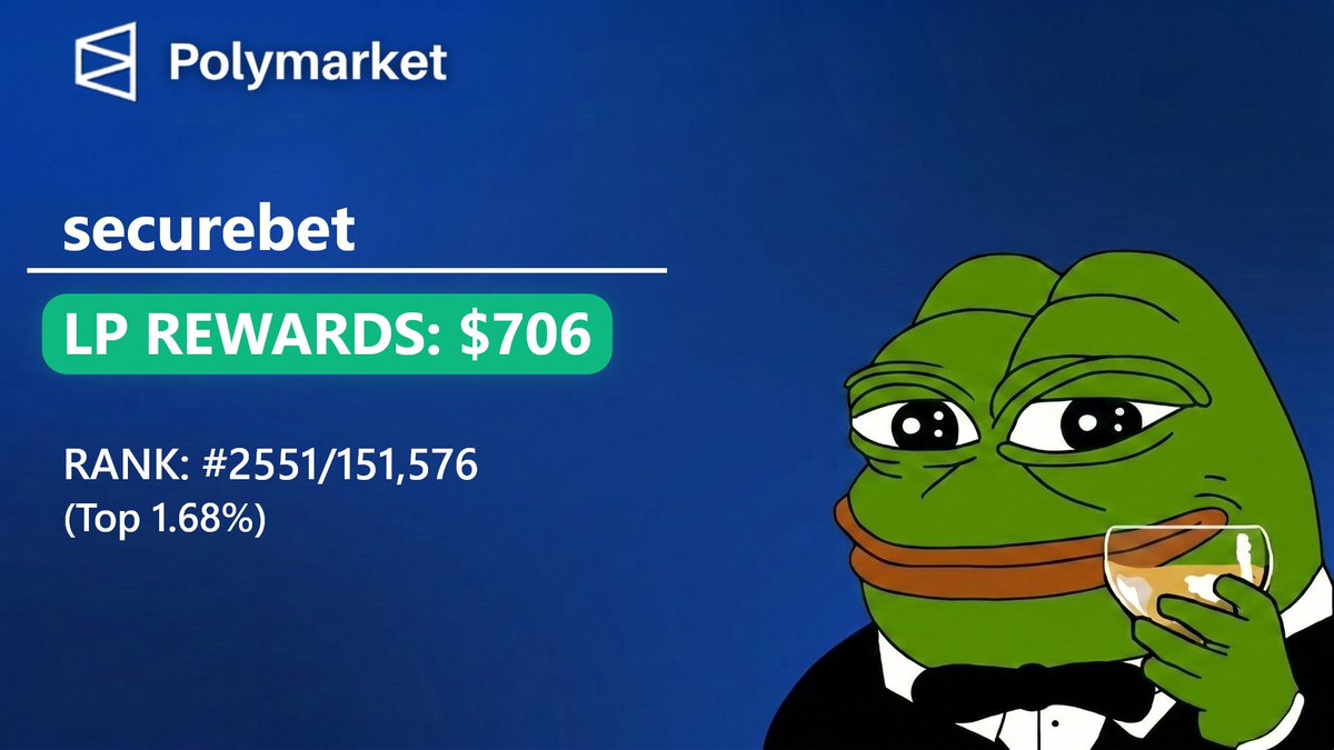 germain_marcano's tweet photo. Secure bets, solid rewards. 🥂

Sitting comfortably in the top 1.68% on Polymarket with $706 in LP rewards. We’re just getting started. 🚀 #Crypto #Polymarket #airdrop #PredictionMarkets #Web3 https://t.co/N3kMiHskh5