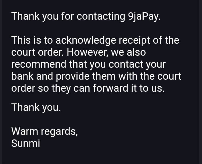WisdomAudi26823's tweet photo. @OPay_NG just send them the court order as simple as that https://t.co/l2U2A2pgGX