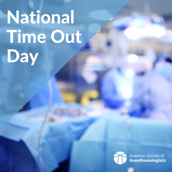 ASALifeline's tweet photo. Pre-surgery “time outs” are crucial to ensuring the right procedure is performed on the correct site and patient. ASA recognizes the need for every surgical team to pause and verify before the first incision is made. Learn more: https://t.co/8OoqlAtnRw

#NationalTimeOutDay https://t.co/tjSA1mxANL