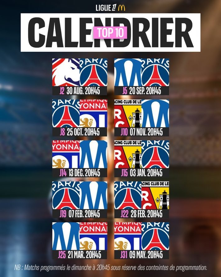 MattFtc's tweet photo. Les chocs de Ligue1 pour notre équipe @PSG_inside pour la saison 2026/2027.
Si vous êtes abonnés Freebox vous avez @ligue1plus à 14€90 pour un ans. https://t.co/L5vWk2XGPc