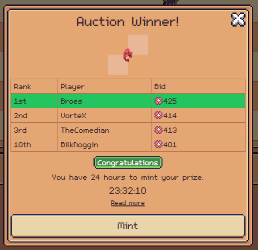 BroesPlays's tweet photo. Thats me!

Number 1 :))

The price was so low on previous auctions, figured I should just get one, who knows what crustaceans will do in the future!

Guess this will be my first and only 1st on an auction hahah https://t.co/1GH6i6ukTK