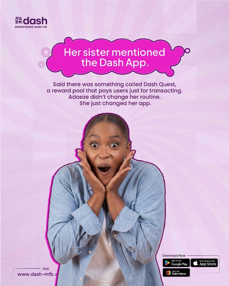 DashMfb's tweet photo. Who wouldn’t want to be like Adaeze?😏. It’s easy; download the Dash App and get up to N30,000 cash rewards as you transact. https://t.co/lWxWOiSKz1