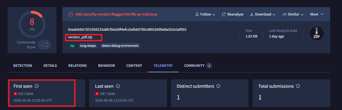 Dixit_404's tweet photo. Campaign which targeting Vietnamese retail investors and VPS Securities clients.

IP: 103.90.222.9
AS 135905

Pivoted domains suggest the threat actor is operating within or abusing Vietnamese domestic CDN infrastructure.
@smica83 @skocherhan @malwrhunterteam @AndreGironda https://t.co/YZx8jNsuHM