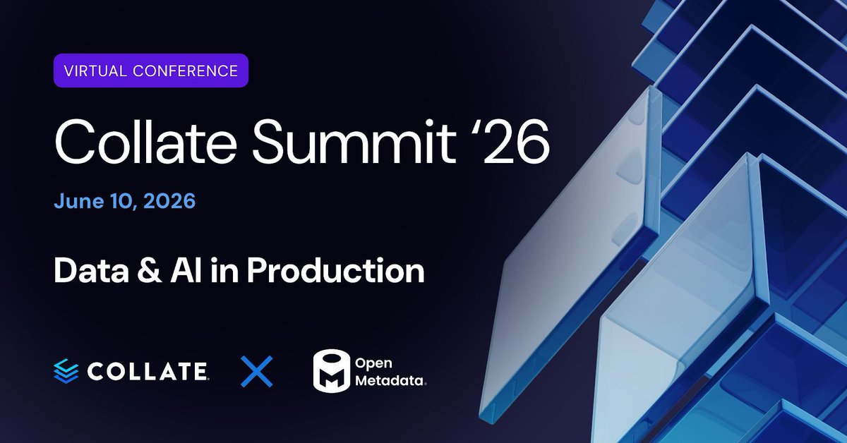 open_metadata's tweet photo. @CollateData Summit '26 is live now.
Join the OpenMetadata community for sessions on context layers for AI, governance, lineage, semantics, and data quality.
Join here: https://t.co/pE9bNUeRDA
#OpenMetadata #ContextLayer #DataGovernance #Semantics https://t.co/sOCJBNJIvI