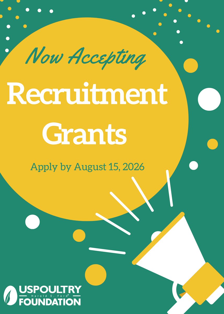 USPStuOutreach's tweet photo. Hey, colleges and universities! The USPOULTRY Foundation is offering grants up to $7,000 to support student recruitment for careers in the poultry and egg industry.

No Poultry Science Department? No problem! You could be eligible. 

🔗 Application: https://t.co/DOxBf3fo15 https://t.co/nWNqbAkCGN