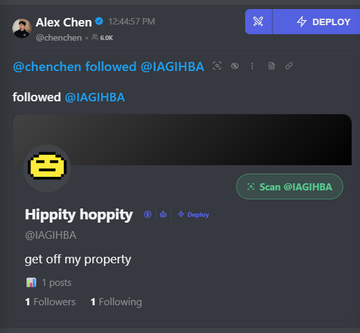 CottageDeploys's tweet photo. HELLO? 
@chenchen
 (founder of gork) 

just followed a fresh account 
@IAGIHBA

HES the only follower, what could this be? https://t.co/kvDNSPsf3g