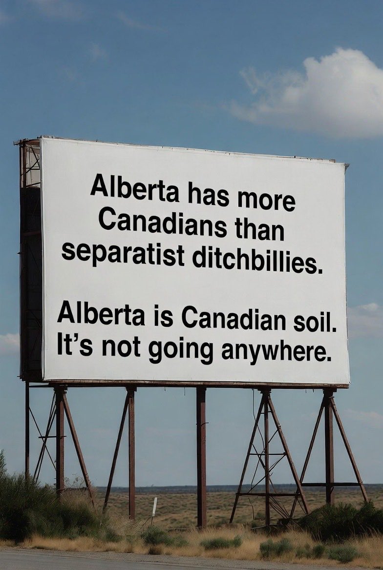 Gusinalberta's tweet photo. Just a reminder to all you filthy , dirty , separatist, ditchbillies.
Alberta isn’t going anywhere, you can yell, scream, throw childish temper tantrums, lie and lie again , however you’re nothing more than a nuisance . https://t.co/E7YOw9fD0H