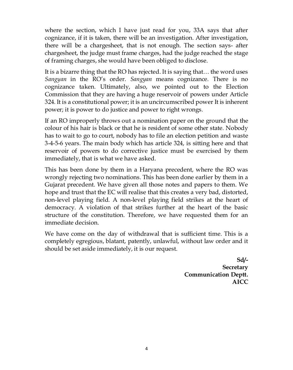 AICCMedia's tweet photo. Shri KC Venugopal, Dr Abhishek Manu Singhvi, Shri Jairam Ramesh, Shri Bhupesh Baghel, Shri Randeep Singh Surjewala, Smt Deepa Dasmunshi, Ms Meenakshi Natarajan and other Congress Leaders addressed the media after meeting Election Commission of India, New Delhi, today. https://t.co/BvI389S2oV