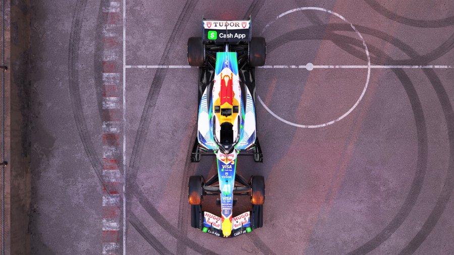 F1BigData's tweet photo. Racing Bulls will use a football-themed livery this weekend, as the World Cup starts tomorrow https://t.co/g3vqKq9J8Y
