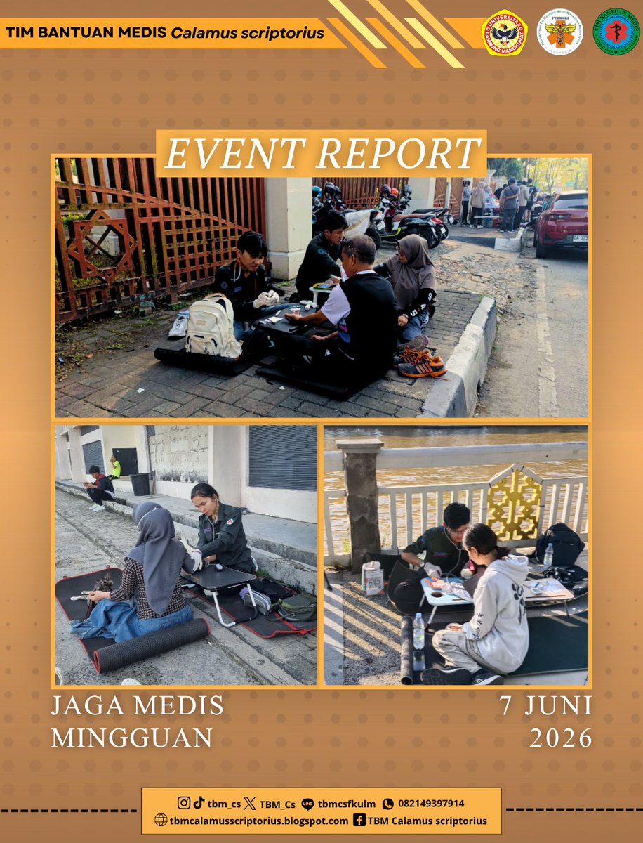 TBM_Cs's tweet photo. Jaga Medis Mingguan di Masjid Raya Sabilal Muhtadin, Taman Siring 0 KM, dan SKB Mulawarman

Minggu, 7 Juni 2026 https://t.co/hevcHkPzP7