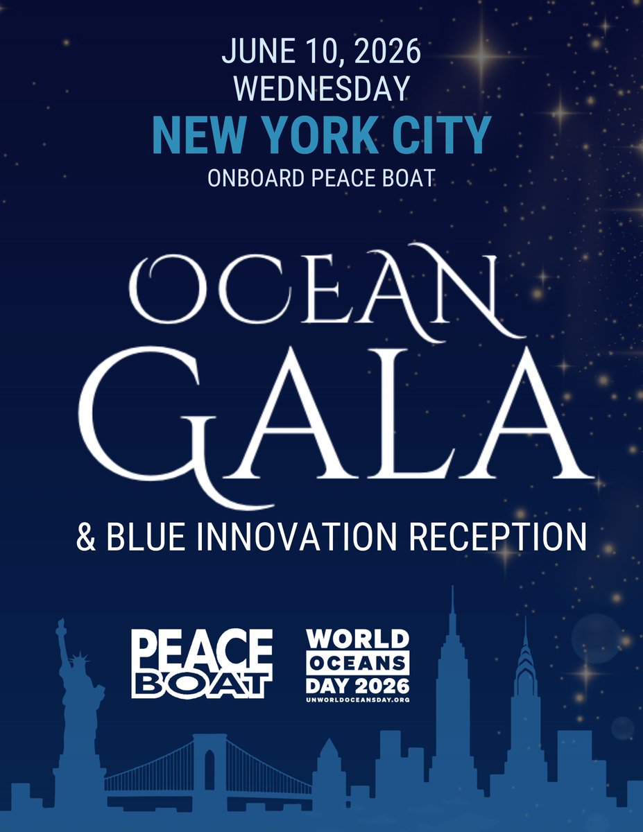 peace_boat's tweet photo. Peace Boat has arrived in New York City!
Onboard tonight is the inaugural Ocean Gala - hosted in celebration of United Nations World Oceans Day #UNWOD. The event will feature the announcement of the 1st Peace Boat US Ocean Stewardship Award for SDG 14: watch this space! https://t.co/hkJzyi0OSc