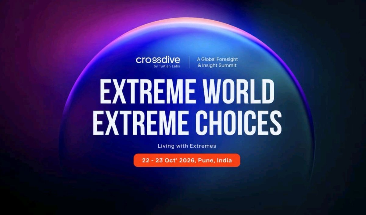 lookinbard's tweet photo. Exciting news! 🎉 I'm thrilled to announce CrossDive 2026, a foresight summit focused on navigating our extreme world. Join us in Pune on October 22-23, 2026, as we explore "Extreme World Extreme Choices." Get ready for insightful discussions! 🌍💡 #CrossDive https://t.co/sI9JFq3X2n
