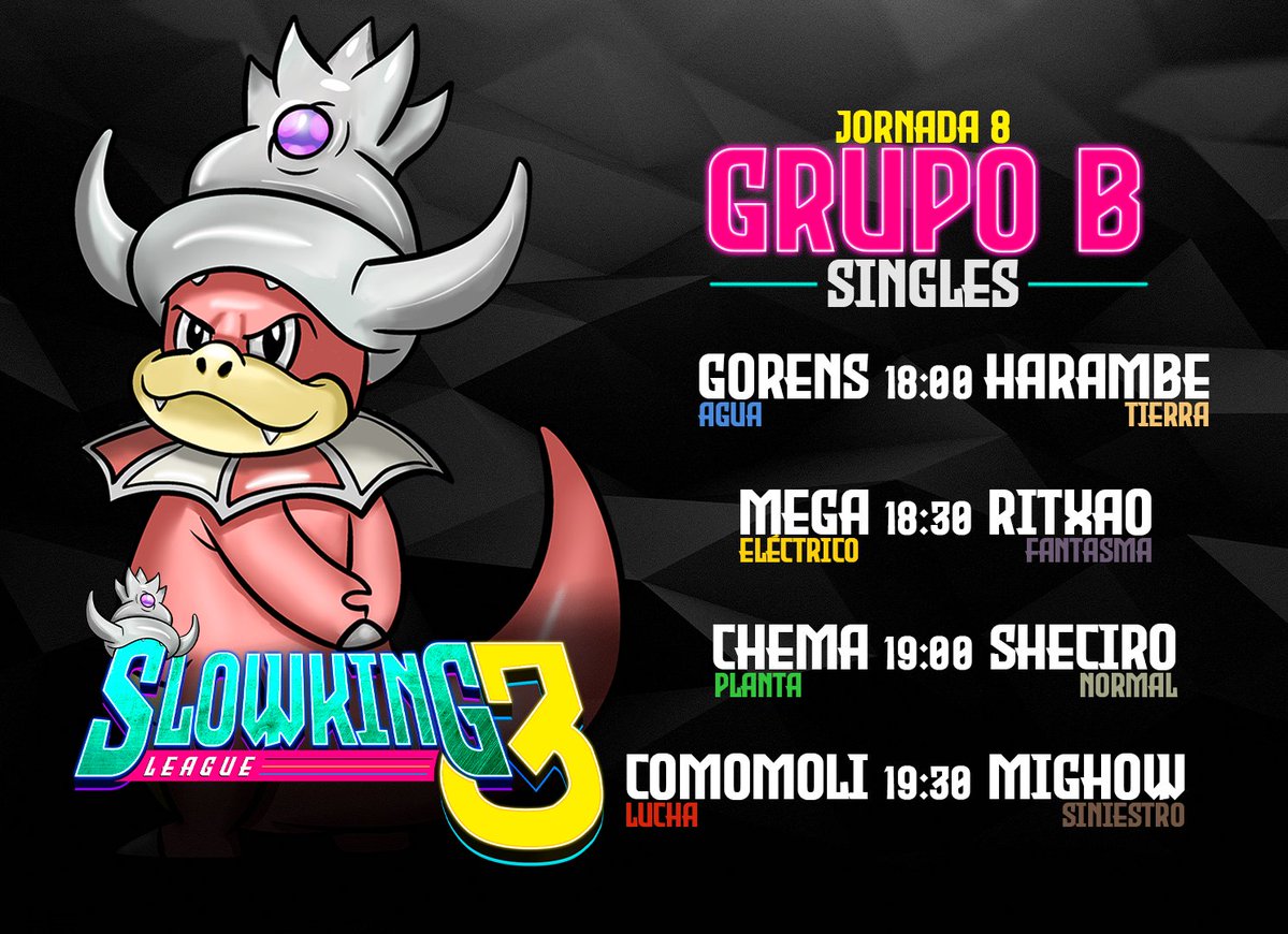VyerusEvents's tweet photo. 👑 SLOWKING LEAGUE 3👑
JORNADA 8 - GRUPO B

https://t.co/YUay3Orn1K https://t.co/tHJ0CN7zHd