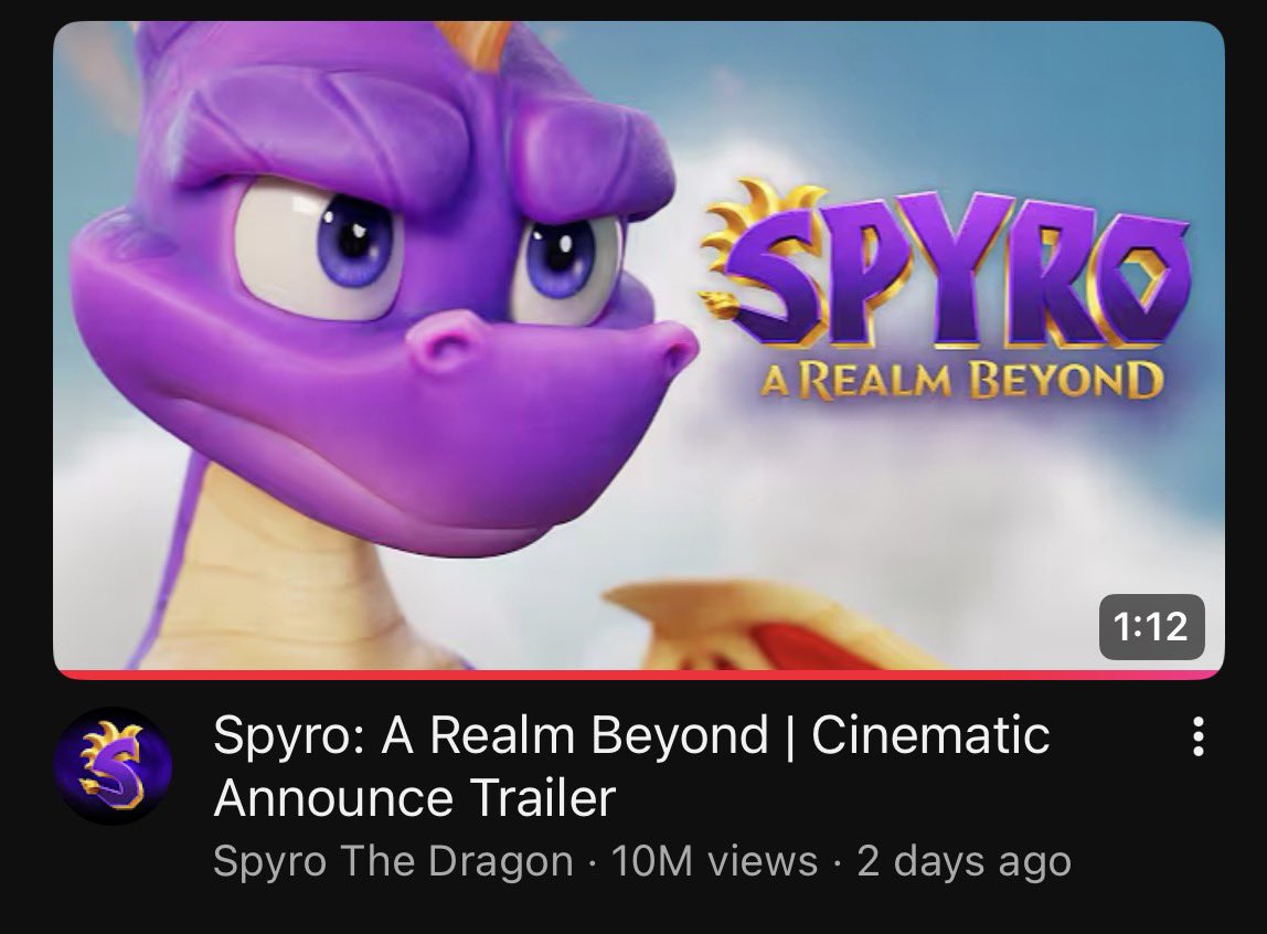 shaheness's tweet photo. 🚨

إعلان لعبة Spyro الجديدة يتجاوز 10 ملايين مشاهدة.

الأكثر مشاهدة بين جميع إعلانات هذا الصيف. 🔥 https://t.co/22gsQLwEeb