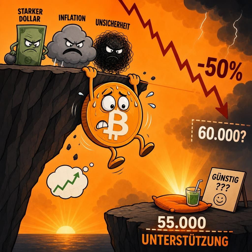 BlockchainBerat's tweet photo. Bitcoin kämpft bei 60.000 Dollar. Der Kurs sucht Halt wie ein angezählter Boxer. Fast 50 Prozent Minus riechen laut Daten nach Ausverkauf. Keine Anlageberatung. Kaufst du diesen Dip? https://t.co/1lSEarAott