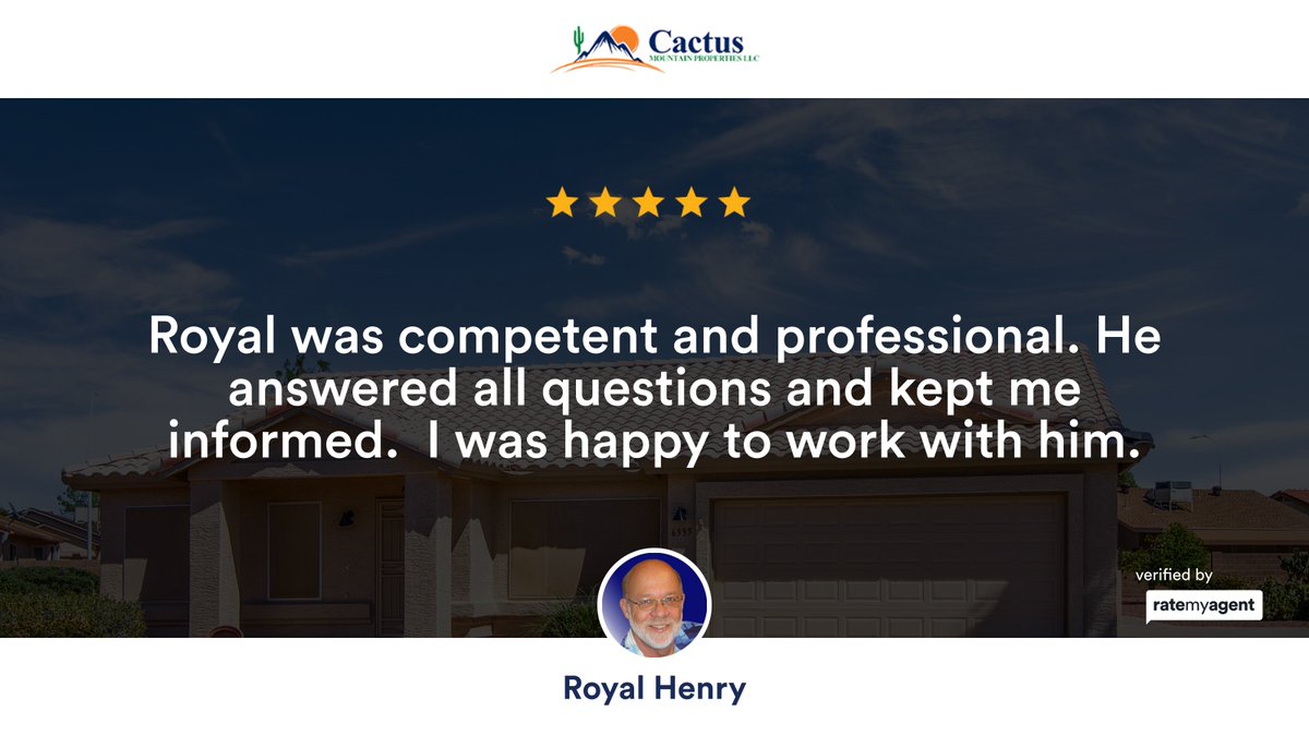 RoyalHenryRE's tweet photo. My latest RateMyAgent review in Chandler.
(AZ) SA577388000
https://t.co/ickWb1lyml

...
#ratemyagent #realestate #Cactus_Mountain_Properties_Easy to work with.52 bed | 2 bath | 2 car🛌 2 🛀 2 🚘 2LLC https://t.co/Fm4KwEGQar