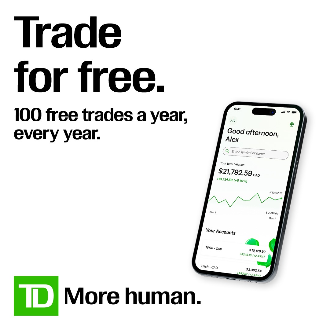 TD_Canada's tweet photo. Trade more. Keep more. TD Easy Tradeᵀᴹ