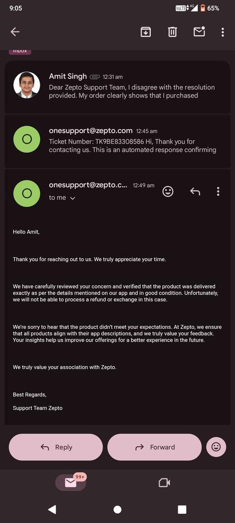 amit_singhcool's tweet photo. @ZeptoNow @zeptocares Wrong product delivered and refund/replacement denied despite clear evidence. Ordered Havmor Signature Nutty Belgian Dark Chocolate (750ml), received Havmor American Mud Cake. Please resolve. Order #NSTKRMMRQ57227. #Zepto #ConsumerRights @aadit_palicha https://t.co/GfoqqbBesS