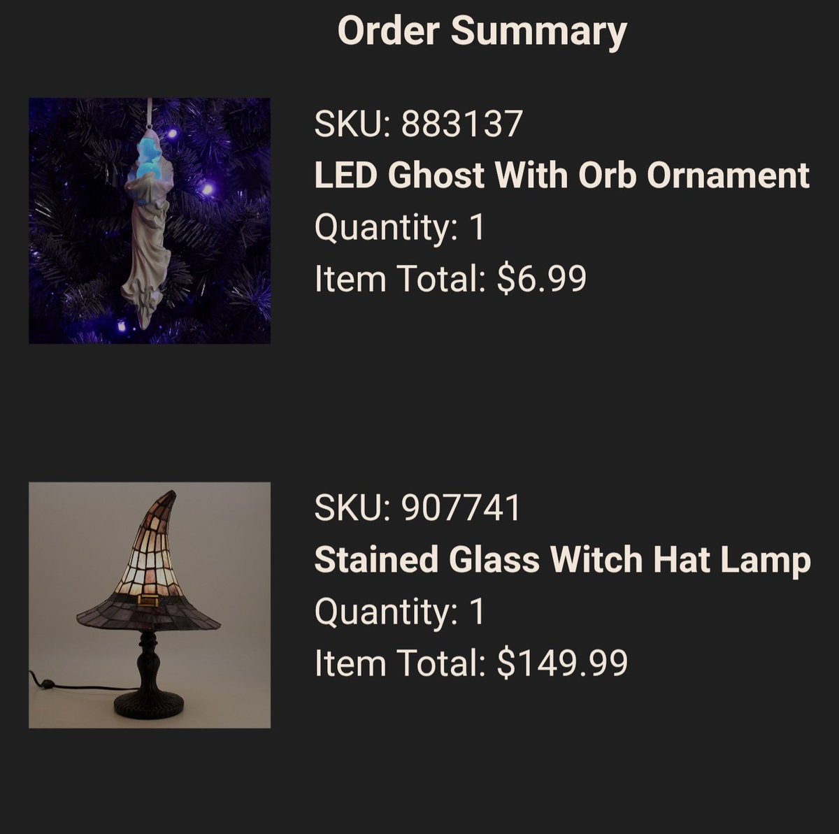 KayyMickey's tweet photo. I've been refreshing the Cracker Barrel website like crazy these past few days. Well this morning I checked and the Witch Hat Lamp was in stock!!!! Got the ornament as well for free shipping. https://t.co/ac9tsTaMcn