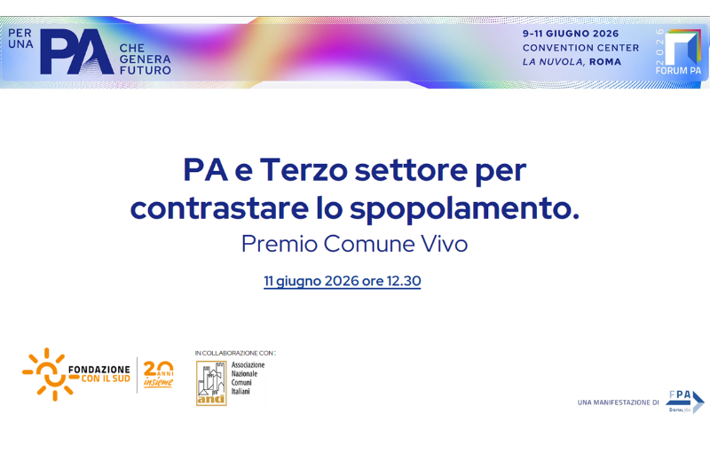 ConilSud's tweet photo. Giovedì #11giugno a Roma, nell'ambito del @FPA_net, Fondazione #ConilSud promuove con @comuni_anci il premio Comune Vivo, per i piccoli comuni che stanno invertendo la rotta dello #spopolamento. Per partecipare, iscriviti a questo link: https://t.co/cF4bNOOZet https://t.co/BdPYRM6rT9