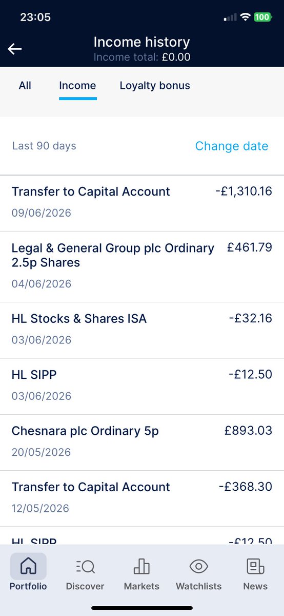 KevBuschhold's tweet photo. Portfolio Update 10.06.26.
GIA
Buy #TG61
Income Capitalised £1310 (see photo)
ISA
Buy #T56 #NRR
SIPP
Sold #SQZ #BLND
Buy #LAND #SSIT #PHP #USA
Tomorrow 11th
Ex Date #IPX #ICG #BME
PUSU deadline #SPI #ITRK #TATE https://t.co/IHvQQxQdgY