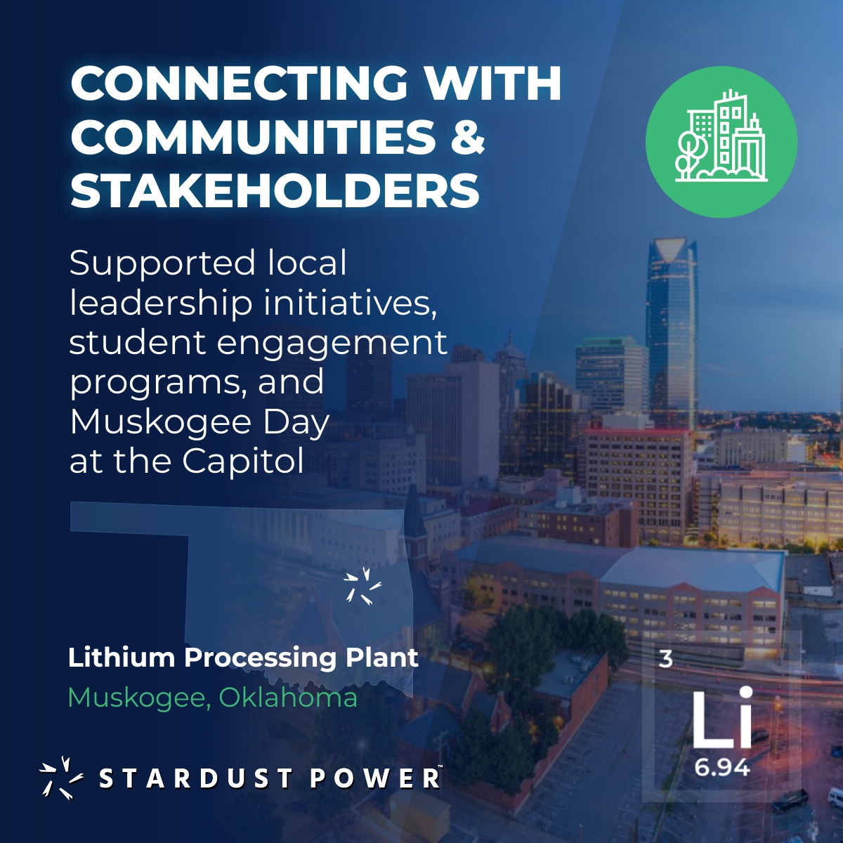 SDST_Power's tweet photo. 🤝 Community engagement remained a key focus in Q1 2026. From Muskogee Day at the Capitol and policy discussions with federal leaders to local partnerships and student initiatives, we continue building relationships that support long-term success.

#Muskogee #StardustPower https://t.co/a65fHwjYE8