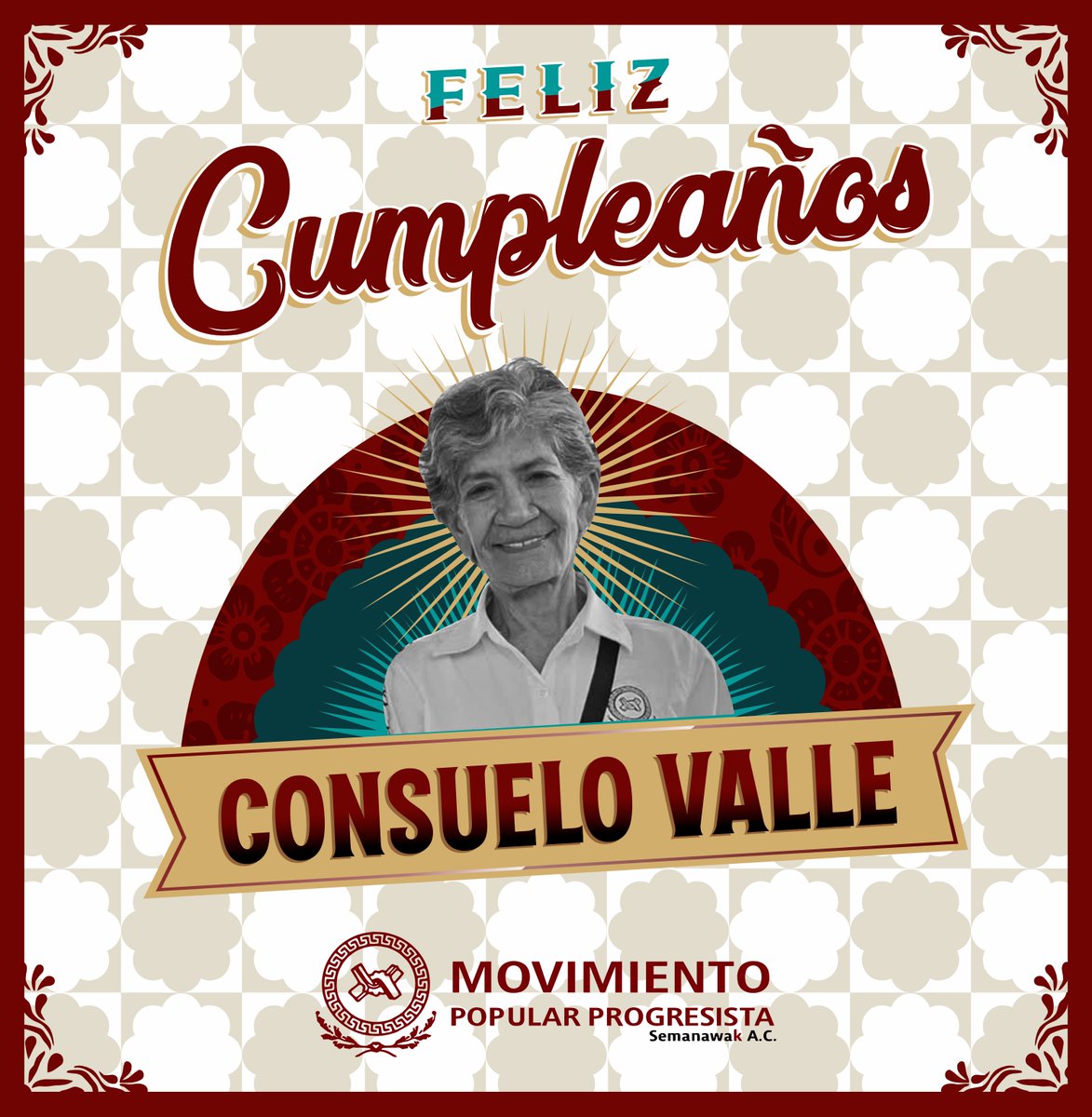 MPP_Pue's tweet photo. Muchas Felicidades a nuestra Secretaria  de Organización del Movimiento Popular Progresista. Dra. Consuelo Valle por un año más de vida.
Recibe un abrazo de todas y todos quienes integramos este movimiento, que tengas un excelente día y nuestros mejores deseos para ti. https://t.co/B1Jq81jhDW