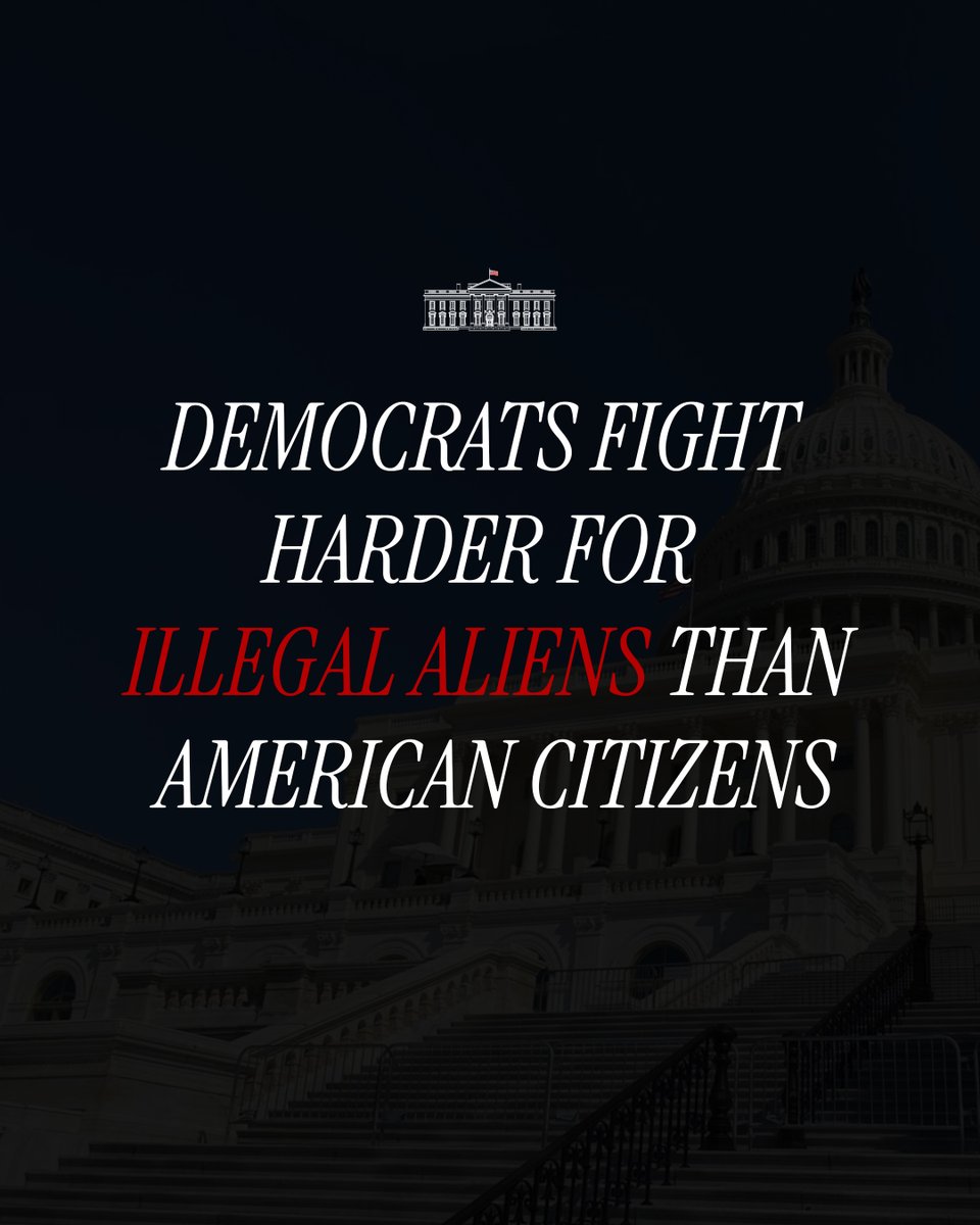 WhiteHouse's tweet photo. ZERO Democrats voted to pass the Secure America Act, proving yet again they are the party of open borders, protecting criminal illegal aliens, and defunding the police. https://t.co/FSWs0HSFOc