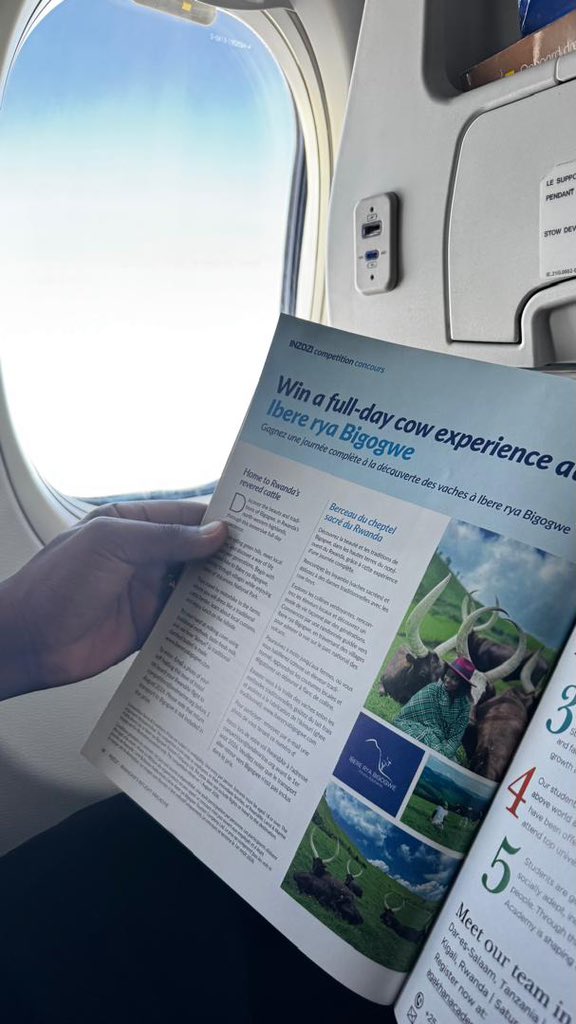 Ngabo_Karegeya's tweet photo. What started as a post on twitter with zero likes is now in one of Africa biggest airlines 🙌🙌. 

3 years ago, I met Rwandair CEO and I shared with her how much I wanted to see Bigogwe and our cows in Rwandair magazine called Inzozi, i have never flied before but I had information about the Magazine.  

And Now three years later we are in it🙌🙌😭. Yeah Bigogwe is now in Rwandair magizine 😭😭