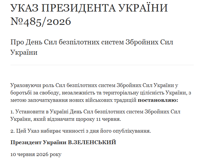 prm_ua's tweet photo. День Сил безпілотних системвідзначатимуть 11 червня.

Відповідний указ підписав Зеленський. https://t.co/QsiJsuY8T8