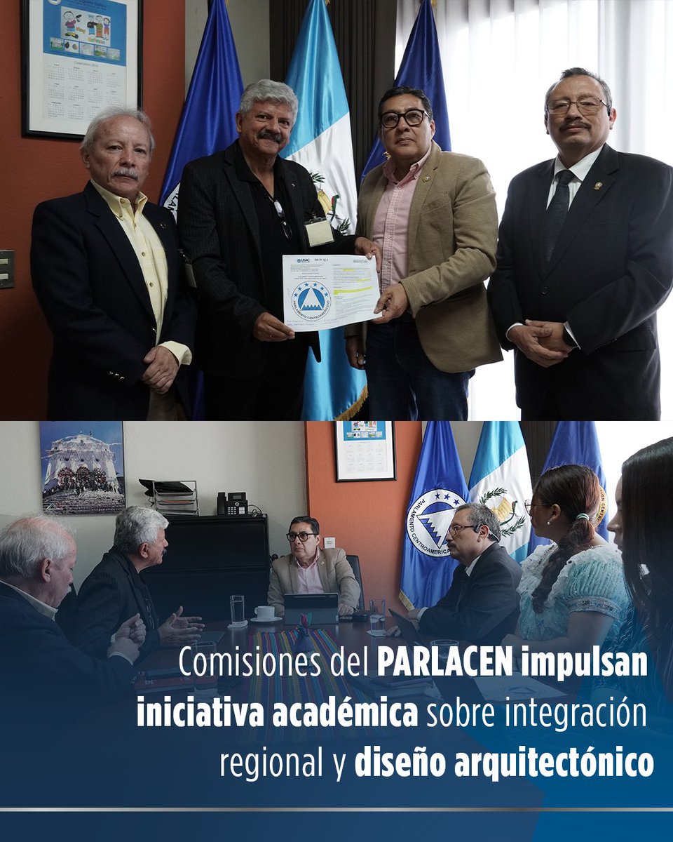 PARLACEN's tweet photo. El PARLACEN sostuvo una reunión con representantes de la Facultad de Arquitectura de la USAC para impulsar una propuesta de concurso de diseño arquitectónico dirigido a estudiantes.

#CentroaméricaUnida #ElParlacenSomosTodos https://t.co/1nVzAXoYK8