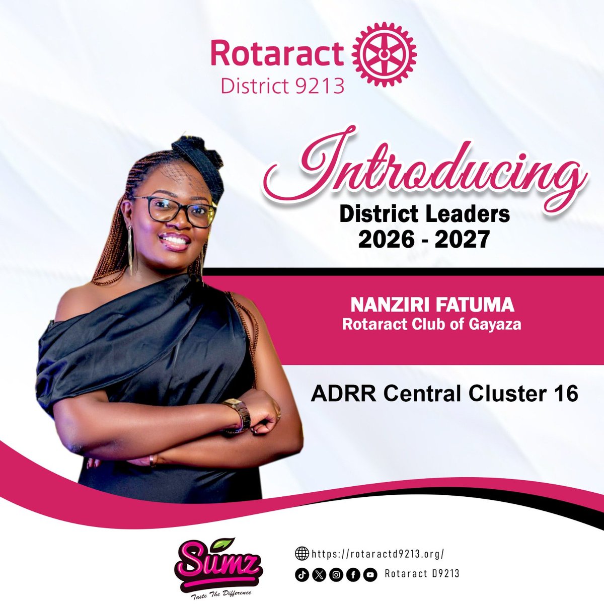 RotaractD9213's tweet photo. ✨ DISTRICT LEADERS 2026–2027 ✨

Join us in congratulating @FNanziri  of the @RotaractGayaza on her appointment as ADRR  for Central Cluster 16 for RY2026–2027 .

Your dedication, passion for service, and commitment to empowering Rotaractors continue to inspire those around you. 

We are confident that your leadership will foster stronger collaboration, growth, and impact across the clubs within Central Cluster 16.

 #D9213 
 #RotaractInAction 
 #RotaryEyamba
